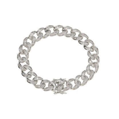 Silver Superstar Baguette Cuban Bracelet