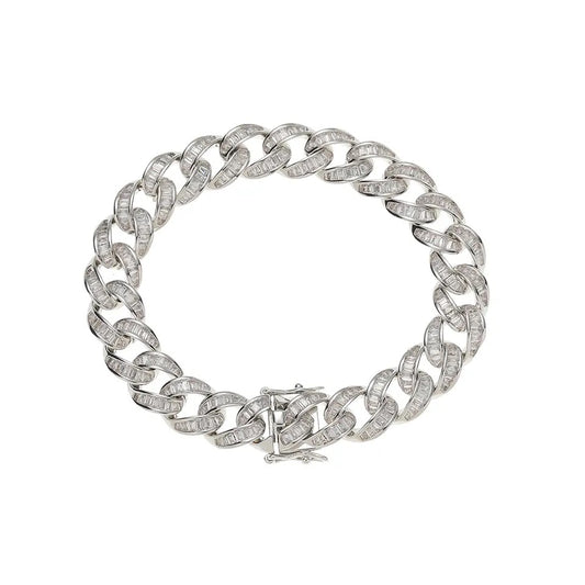 Silver Superstar Baguette Cuban Bracelet