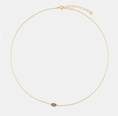 Beaded Floating Marquise Solitaire Necklace