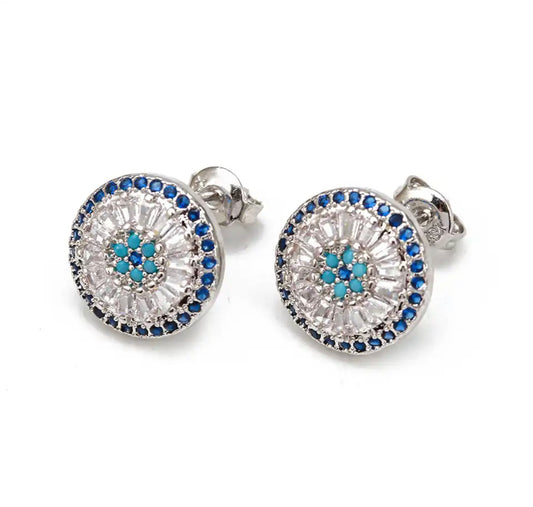 Silver Starlight Evil Eye Stud