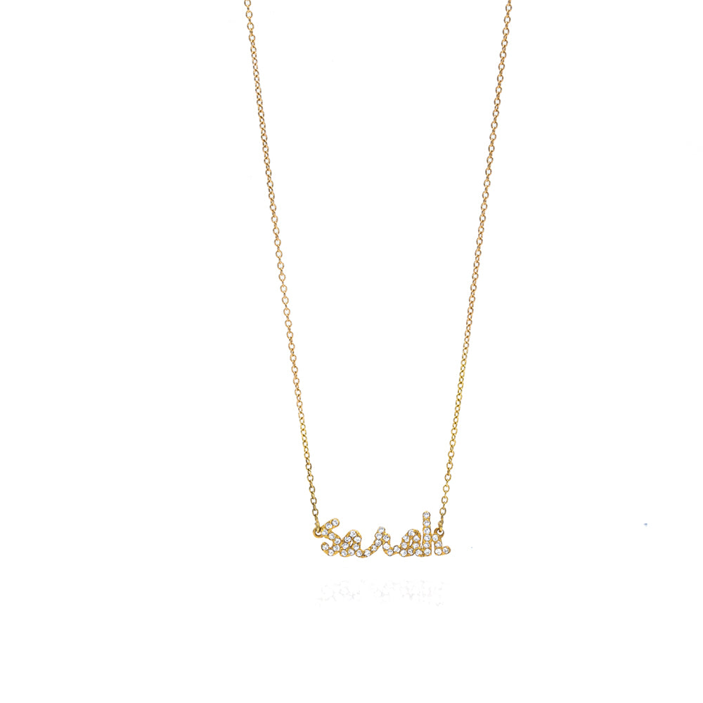 Personalised Charles & Colvard 18k Name Plate Moissanite Necklace