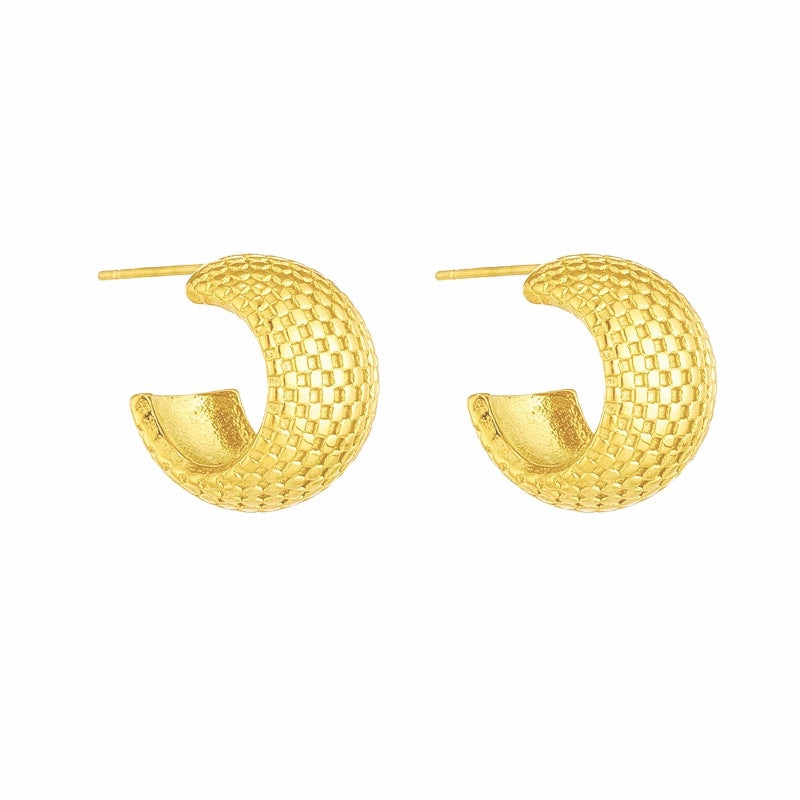 Gold Textured Dome Earring