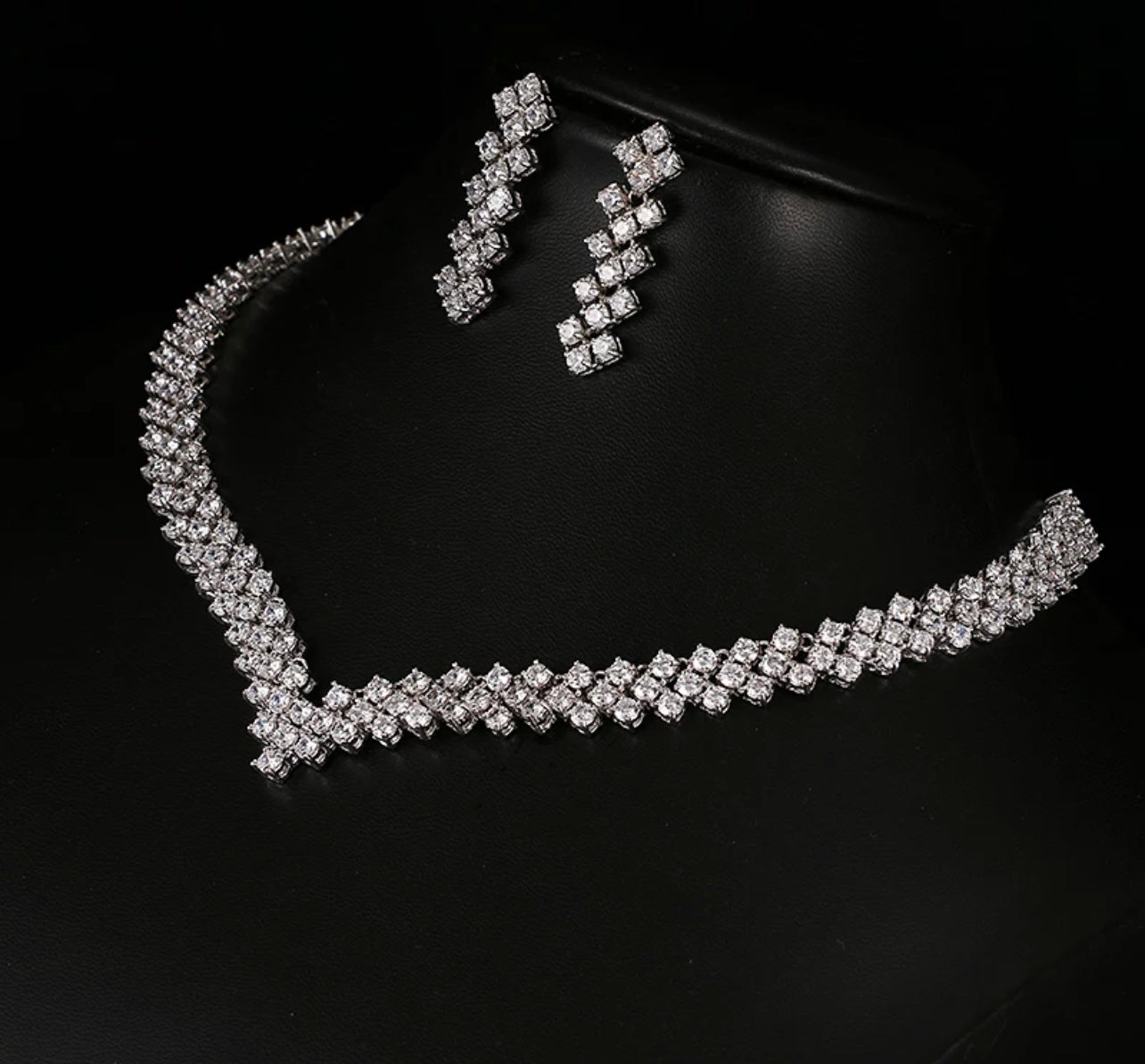 V Tennis Bridal Necklace