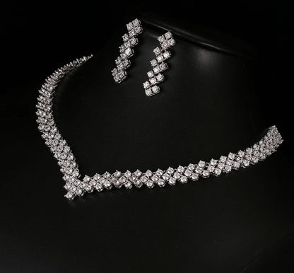 V Tennis Bridal Necklace