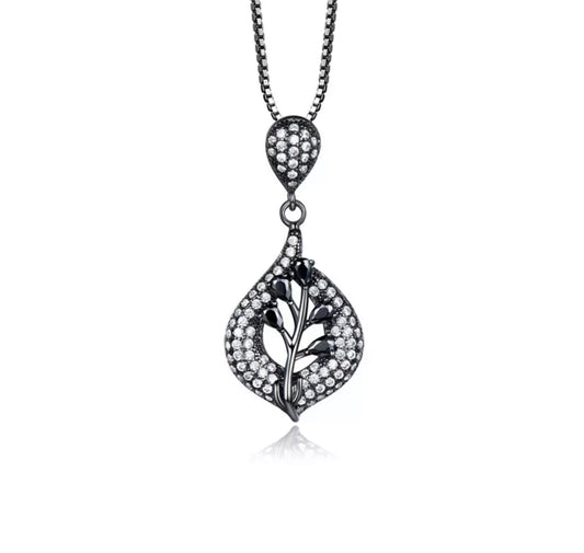 Obsidian Leaf Necklace