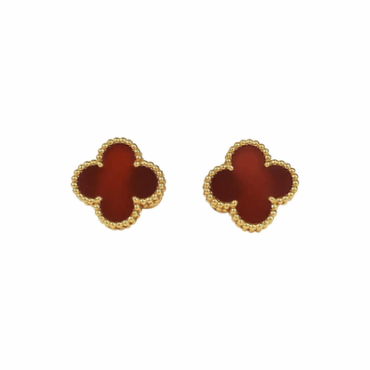 Red & Gold  Clover Clip On Earring (925)