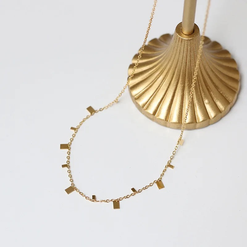 Dainty Rectangle Drop Necklace