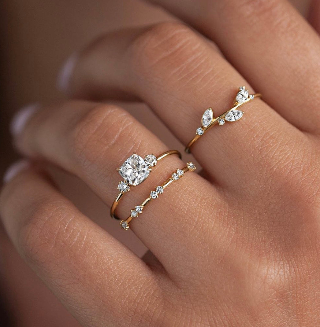 Gold Double Stone Stack Ring