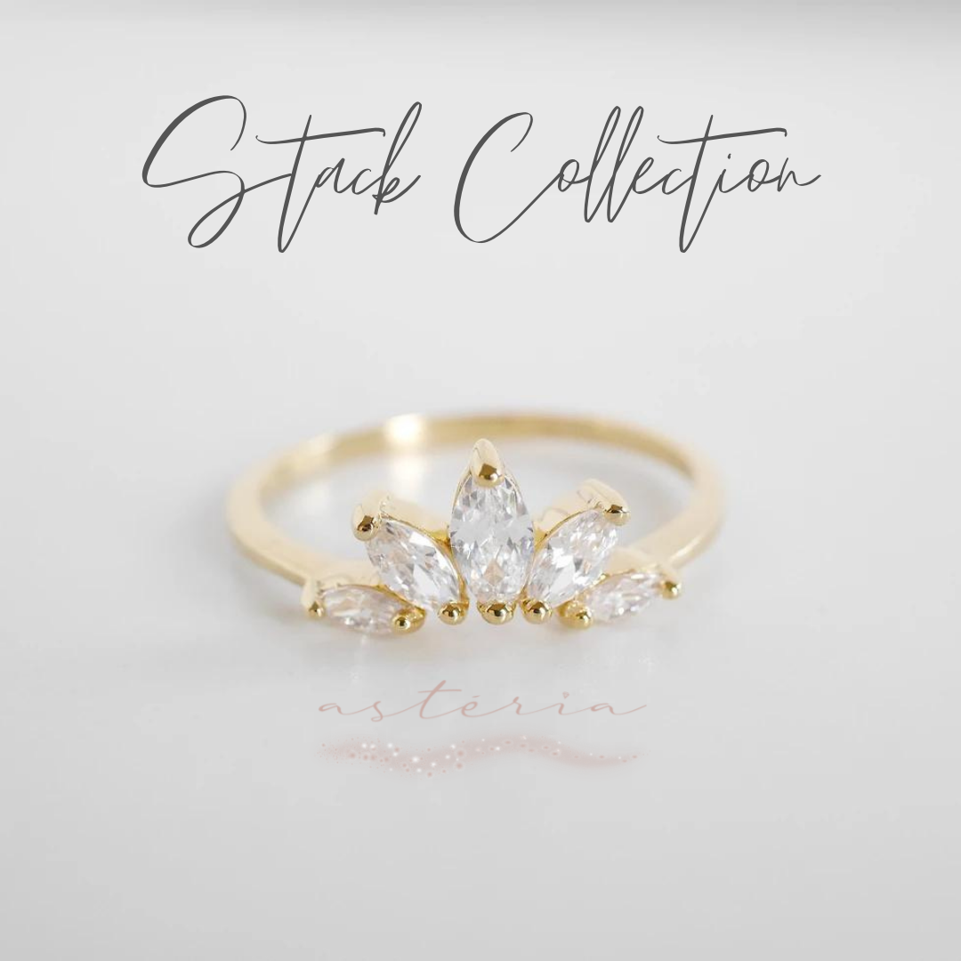 Gold Marquise Tiara Stack Ring