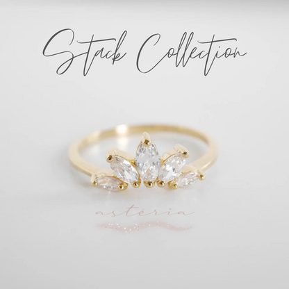 Gold Marquise Tiara Stack Ring