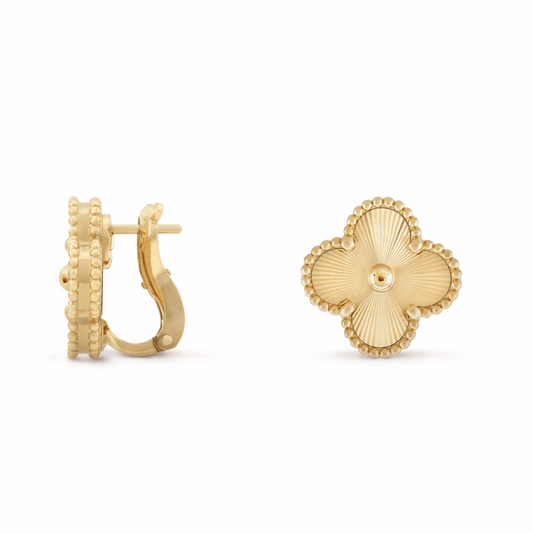 Gold Vintage Clover Clip On Earring (925)