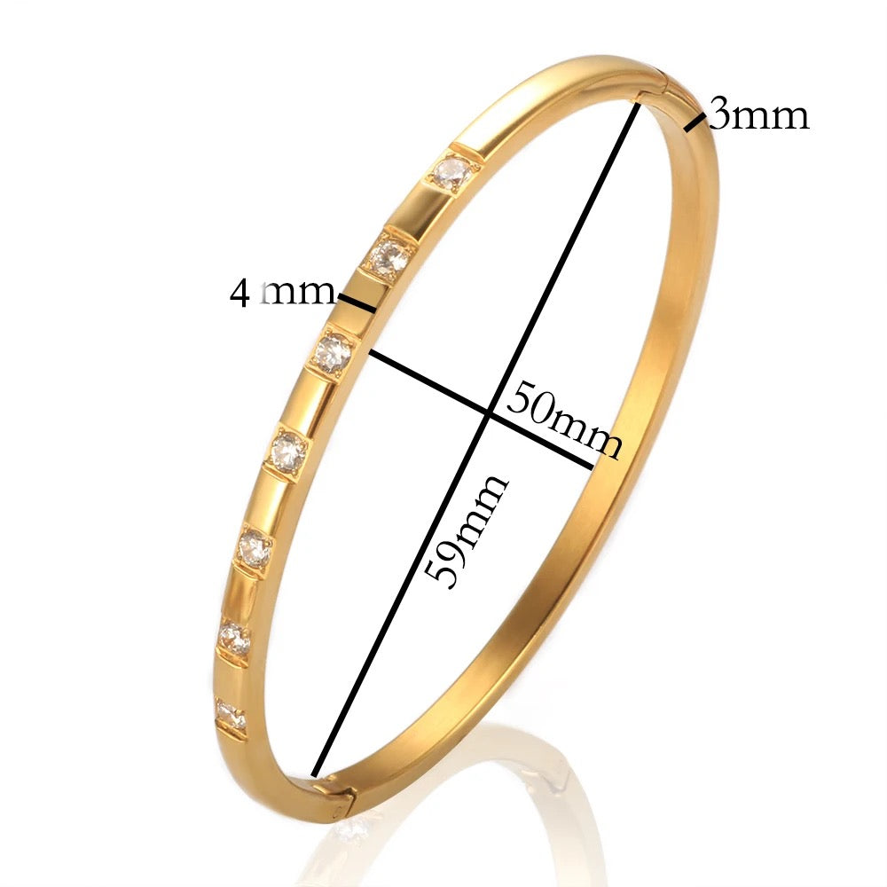 Bejewelled Bangle (4mm) (Gold, Silver, Rose)