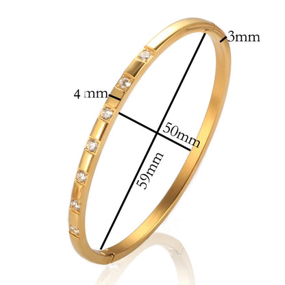 Bejewelled Bangle (4mm) (Gold, Silver, Rose)