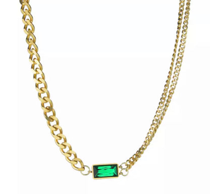 Emerald Gold Cuban Necklace