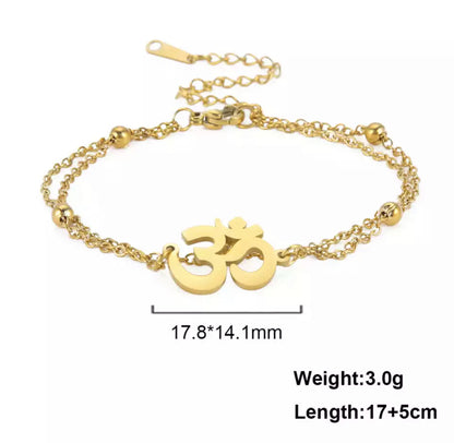 Gold Double Bead Aum Bracelet