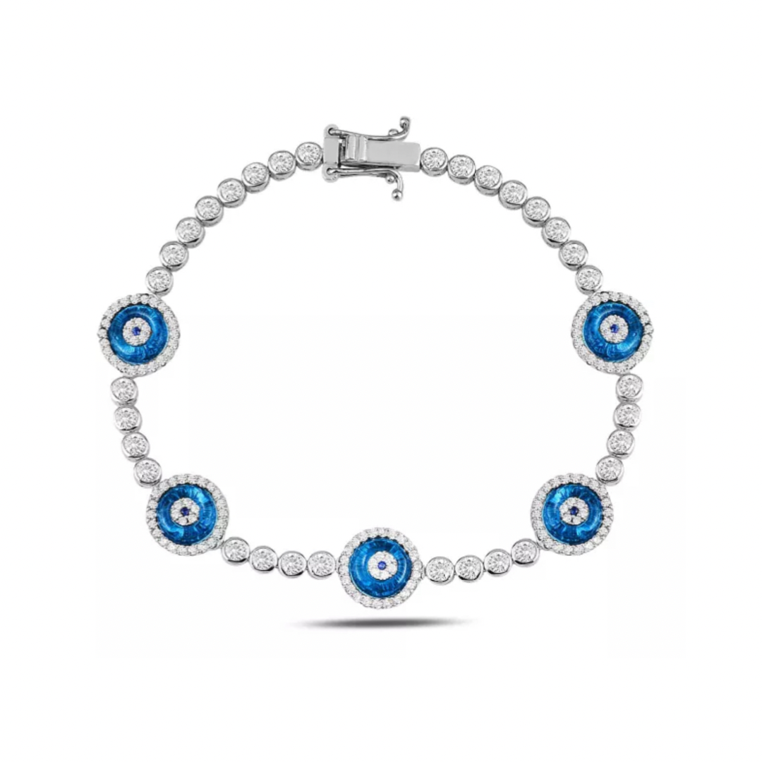 Embellished Evil Eye Bracelet 5 Motif (Rose, Silver, Gold, 925 Vermeil)