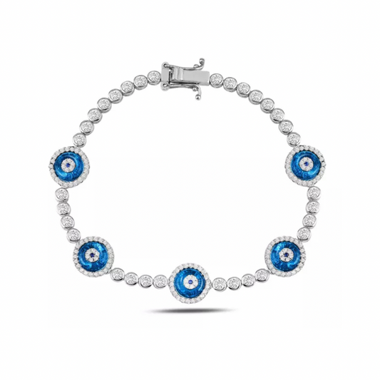 Embellished Evil Eye Bracelet 5 Motif (Rose, Silver, Gold, 925 Vermeil)