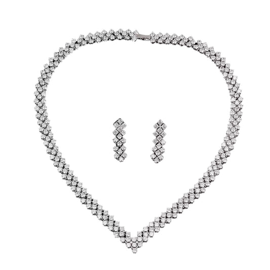 V Tennis Bridal Necklace