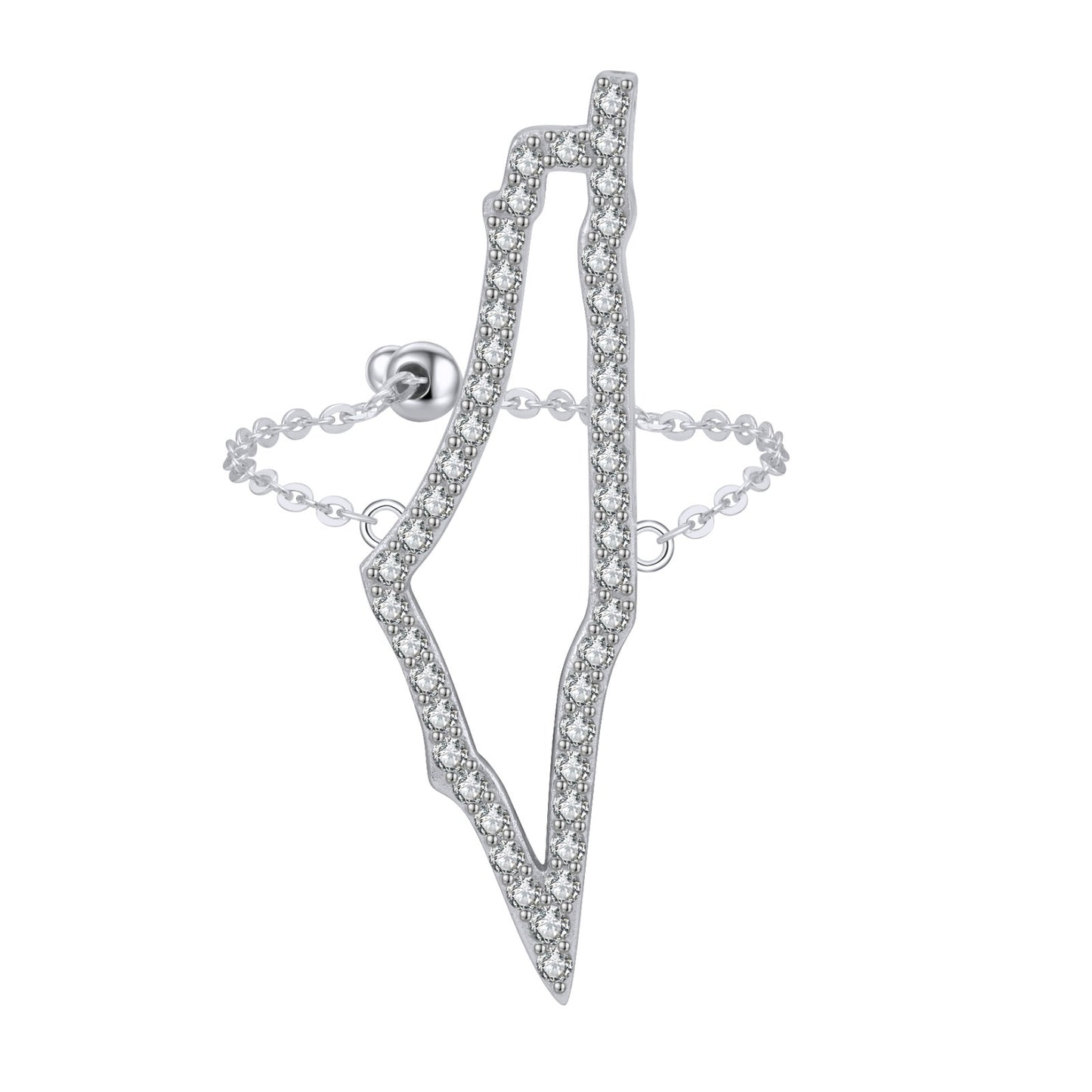 Silver Pave NSCD Palestine Ring (925, Adjustable)