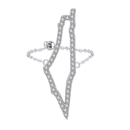 Silver Pave NSCD Palestine Ring (925, Adjustable)