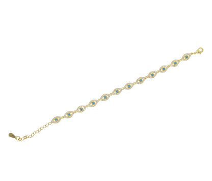 Gold Aqua Evil Eye bracelet