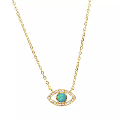 Blue Opal Evil Eye Necklace