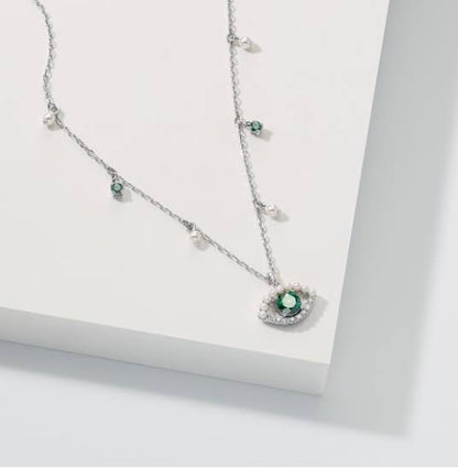 Jaded Pearl Evil Eye Necklace