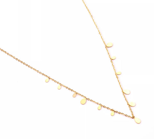 Gold Pear Coin Charm Necklace