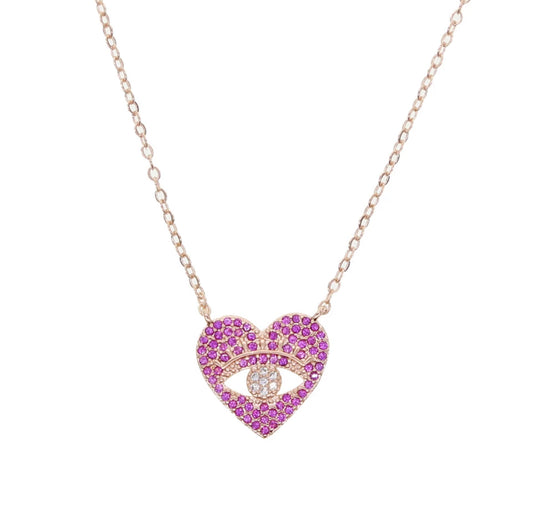 Rose Kissed Eye Of Love Necklace