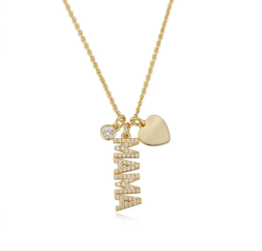 Mama Pave Charm Necklace