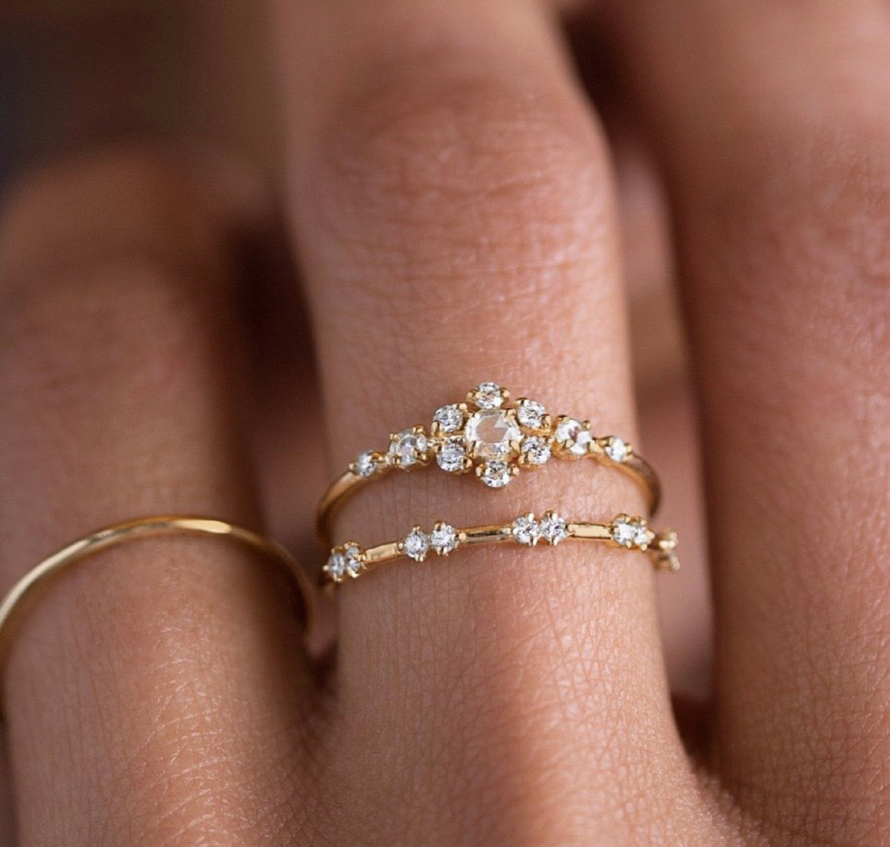 Gold Double Stone Stack Ring