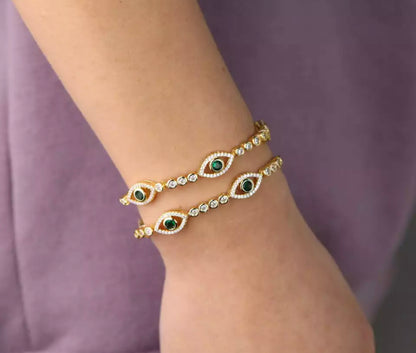 Jaded Gold Evil Eye Bracelet
