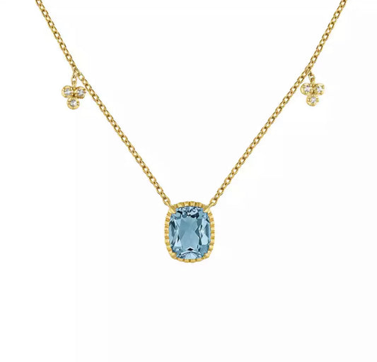 Aqua Cushion Floating Necklace
