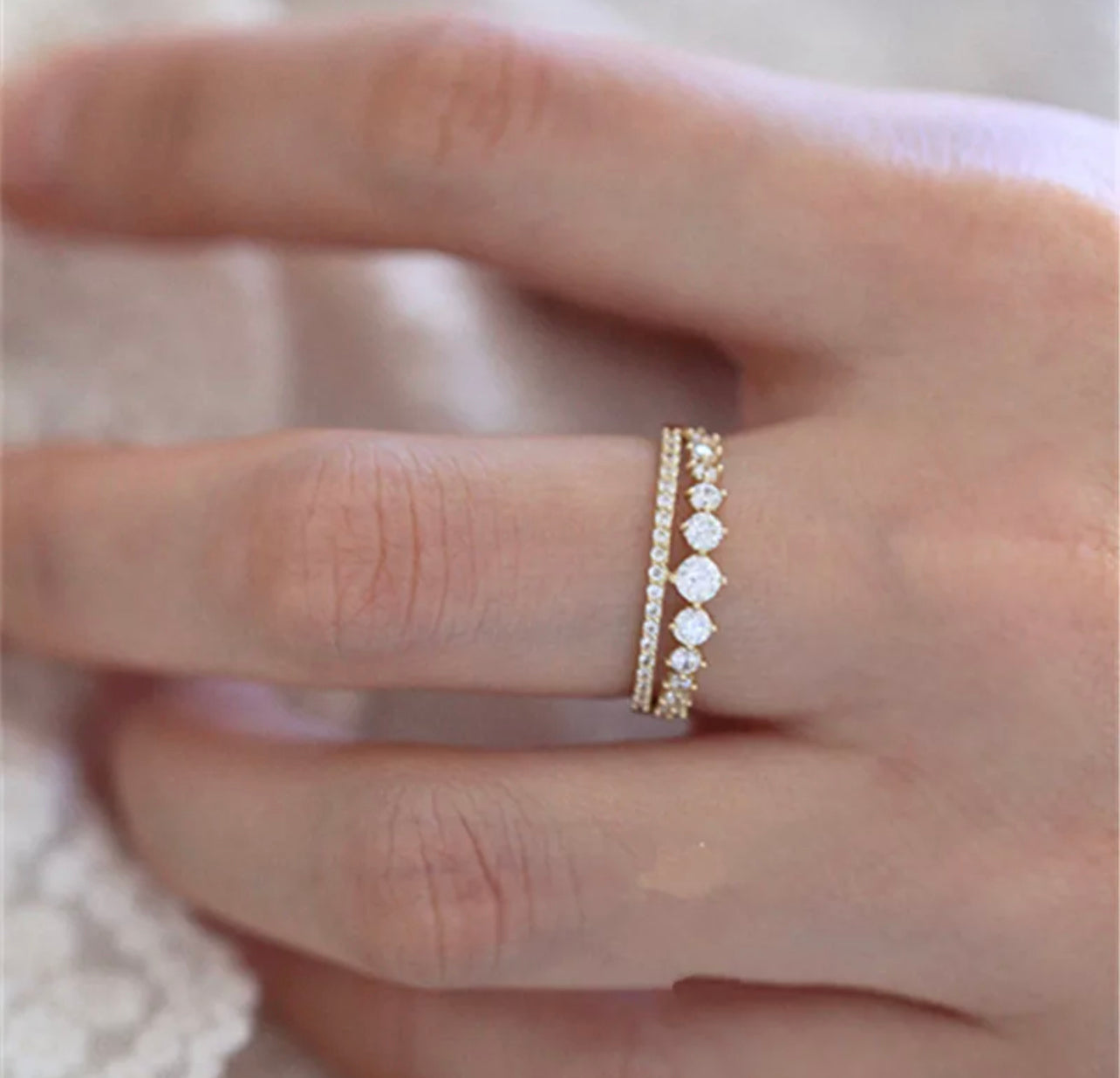 Gold Pave Prong Stack Ring