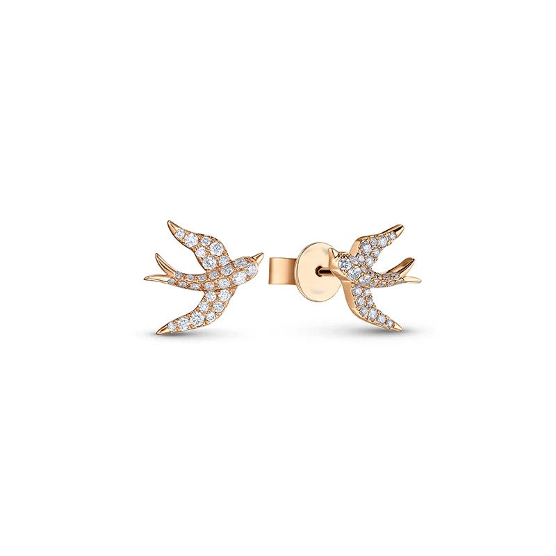 Rose Gold Swallow Pave Earrings
