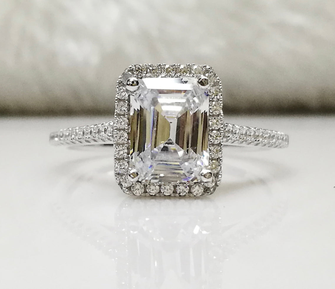 Emerald Halo Ring 925