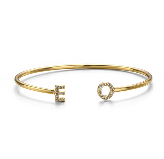 Ladies Gold Personalised Initial Cuff (58-60mm)