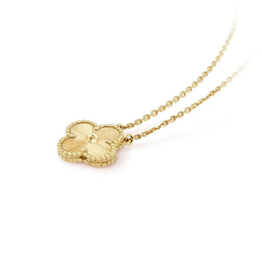 Gold Vintage Laser Cut Floating Pendant Necklace (925)