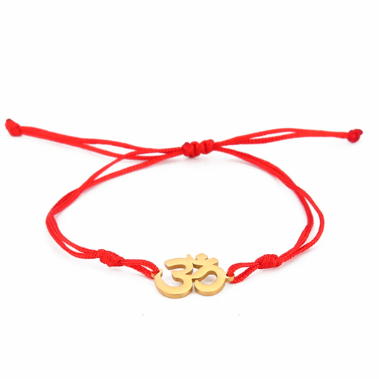 Red & Gold String Aum Bracelet