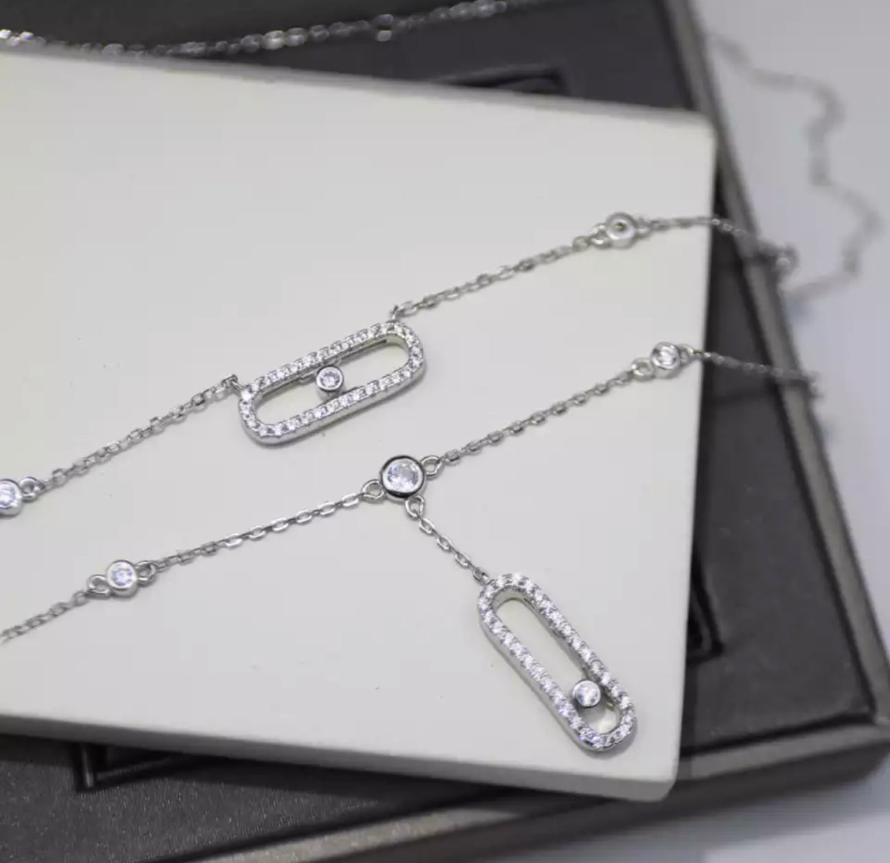 Silver Double Layer Movestone Necklace