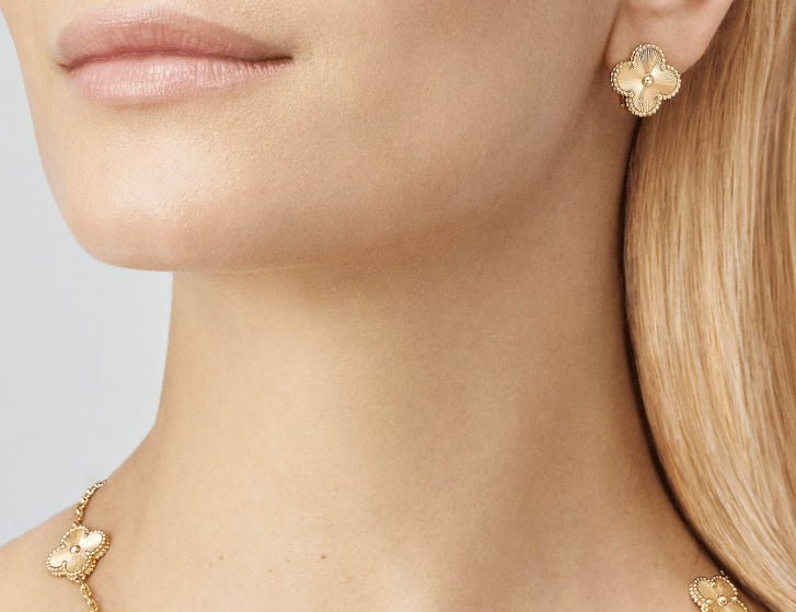 Gold Vintage Clover Clip On Earring (925)