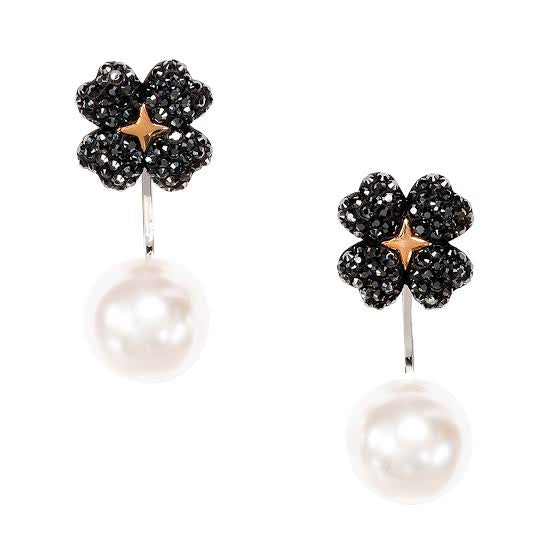 Jet’aime Black & Silver Pearl Drop Stud