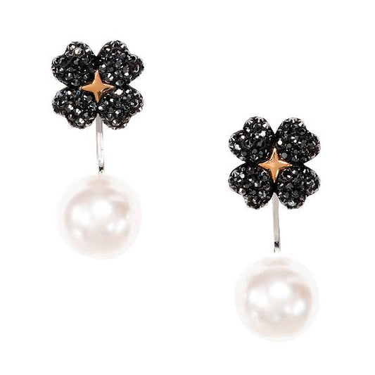 Jet’aime Black & Silver Pearl Drop Stud