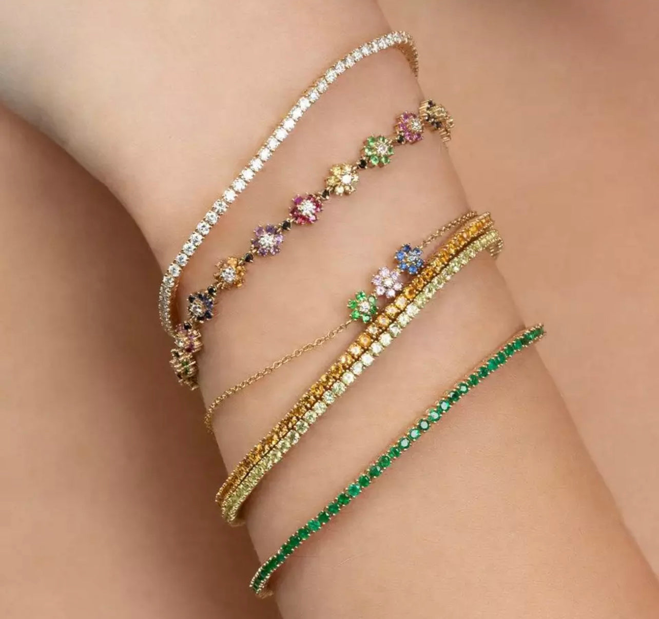 Alexis Floral Bracelet (Mix Metal, 18k Gold Electroplating)