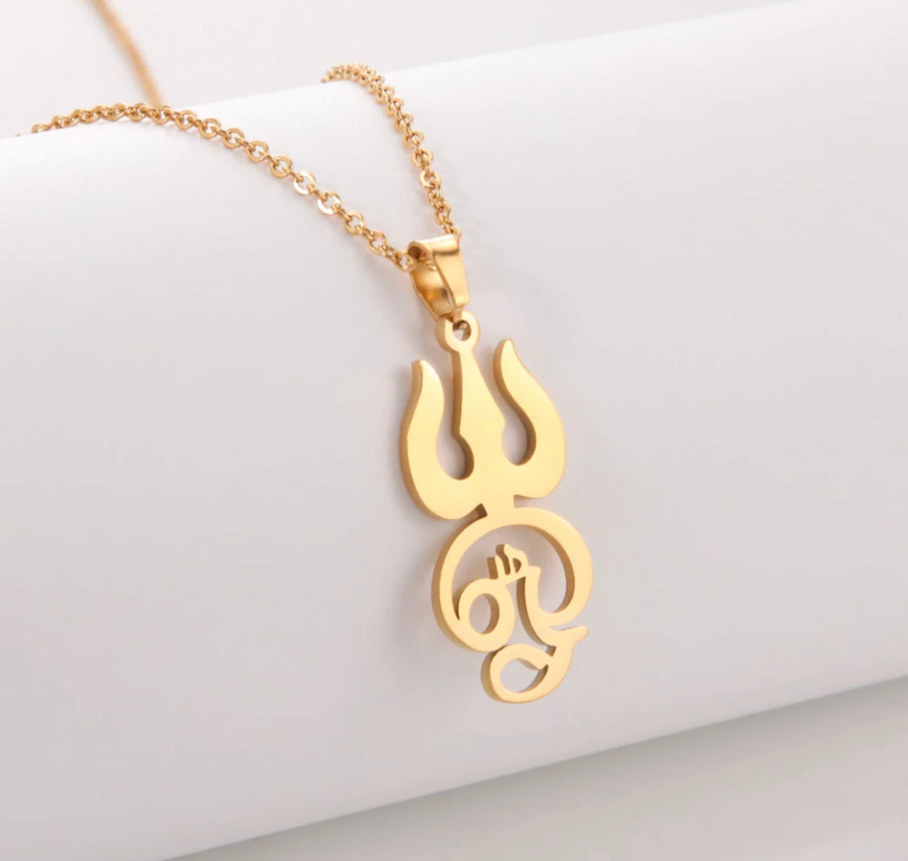 Gold Trident Aum Necklace