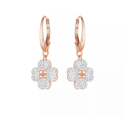 Rose Gold & White Jet’aime Drop Earring