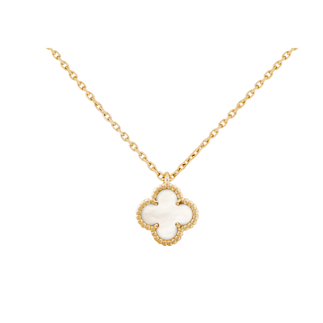 Rose Gold & Pearl Dainty Clover Pendant Necklace (925)