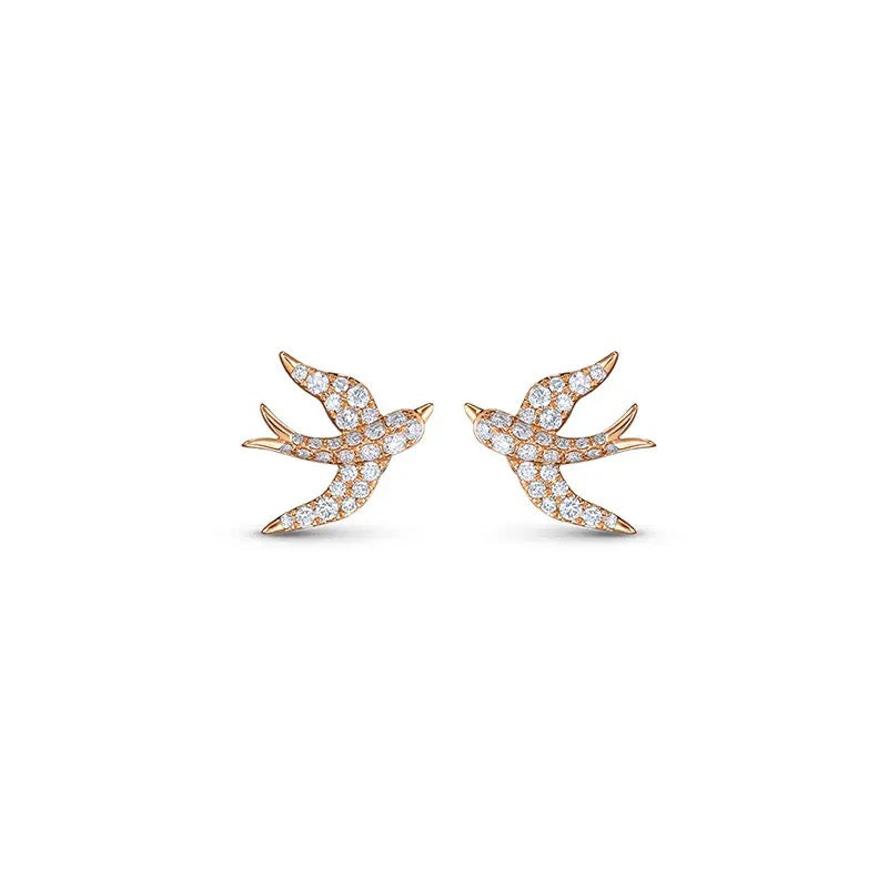 Rose Gold Swallow Pave Earrings
