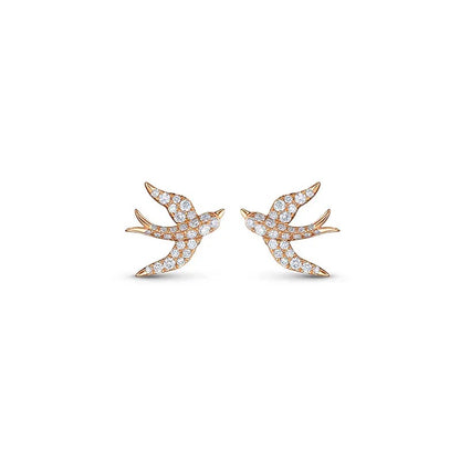 Rose Gold Swallow Pave Earrings