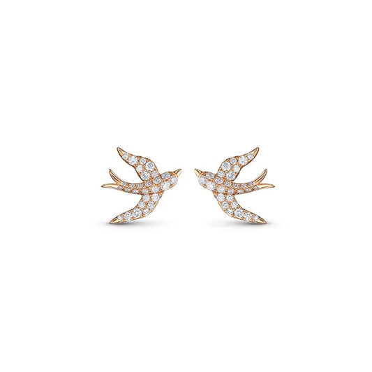 Rose Gold Swallow Pave Earrings